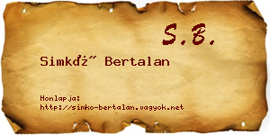 Simkó Bertalan névjegykártya